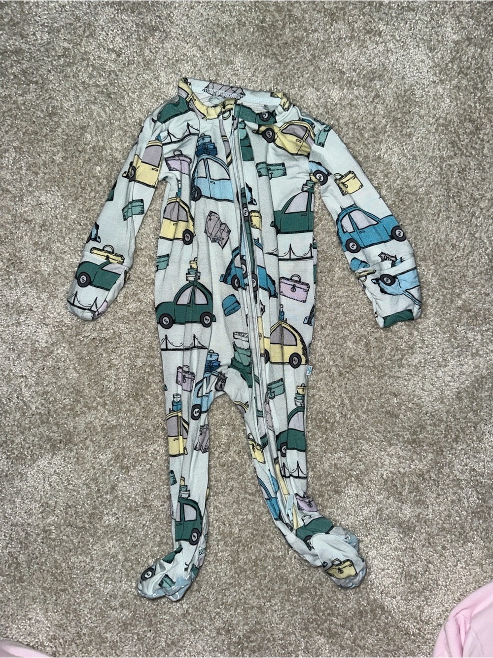 Posh Peanut Cars Kids One-Piece Pajamas in Multi Car Print